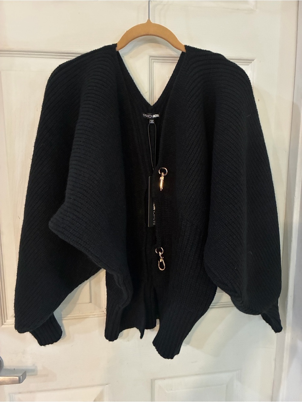 Fashion Nova Black Candlelit Evening Ribbed Knit Sweater, Size: XS, NWT